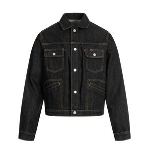 Vestes en jean amples style motard, en denim brut haut <span class=keywords><strong>de</strong></span> gamme, rétro américain, collection automne/hiver, pour hommes et femmes, vente en gros - Product Image 2