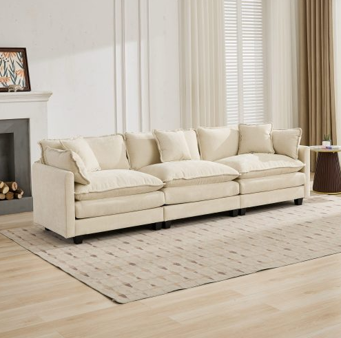 Beige + Chenille + Mousse + 3 places