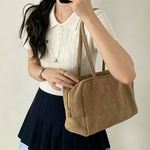 Phong Cách Châu Âu Da Bò Nubuck Túi Xách Nữ Boston Túi Retro Da Thật Chính Hãng Da Nữ Đeo Vai Túi Da Lộn - Product Image 4