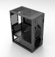 Boîtier de jeu Mid-Tower en alliage d'aluminium noir/blanc pour PC de bureau gamer MicroATX avec panneau latéral en verre rotatif