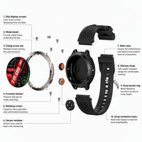 Reloj Inteligente CR190, Reloj Deportivo para Exteriores, Resistente al Agua 3ATM, Brújula, Pantalla Redonda