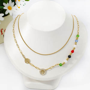 قلادات نسائية فريدة مطلية بالذهب عيار 18 قيراط بطبقتين مستطيلة على شكل قلب قلادة ضيقة بطبقات رقيقة مملوءة بالذهب - Product Image 5