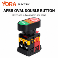 Interrupteurs de commande YORA ELECTRIC KA0-5M KA0-5H avec boutons verts et rouges, disponibles en versions plates et profondes