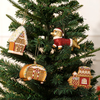 Nouveaux pendentifs décoratifs de Noël rouge et or, flocons de neige électroplaqués, cerfs en plastique, ornements de Noël européens