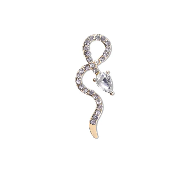 Wholesale Luxury designer logos alloy nail charms 3D snake nail art swarovski crystals for nails stone rhinestone
