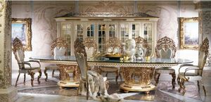 French Restaurant Furniture Luxury Hand Carved Glass <strong>Round</strong> <strong>Dining</strong> <strong>Table</strong> <strong>4</strong> or 6 Chairs <strong>Set</strong> - Product Image 6