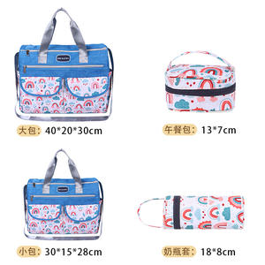 Conjunto de <span class=keywords><strong>bolsa</strong></span> de <span class=keywords><strong>maternidad</strong></span> con estampado de arcoíris, tela Oxford, impermeable, expandible, bolso de hombro para mujer, suministros prenatales y posparto - Product Image 3