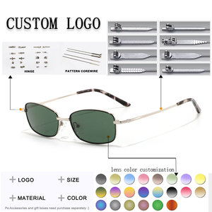 Lunettes de soleil rectangulaires à monture métallique intégrale, protection UV400, protection solaire unisexe pour adultes - Product Image 2