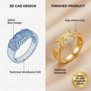 Anillo Sofisticado de Oro de 18K con Diseño de Corazón y Lazo de 0.272ct para Regalo, Joyería para San Valentín - Product Image 1