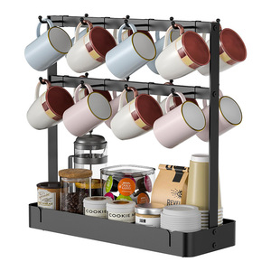 Desktop Mug <b>Storage</b> Rack 2 Tier Large Capacity Coffee Cup Holder <b>Kitchen</b> Water Cup Drainer - Product Image 1