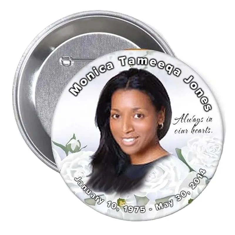 Personalized Memorial Photo Buttons Lapel Angel Wings Memorial Funeral Pins