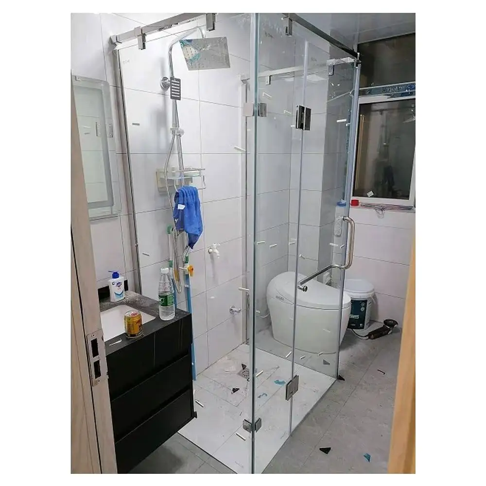 CBDMART docce per interni cabina da bagno portatile di lusso in vetro temperato accessori scorrevoli Set wc e doccia