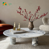 Table basse de salon en marbre MT STONE avec base sphérique, design moderne, personnalisable, qualité supérieure, livrée en caisses en bois