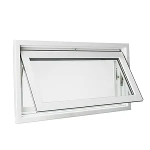 Double Toughened Glazed Windproof Aluminum Frame Glass Awning Window With Decorative Wrought Iron Window Grill Design