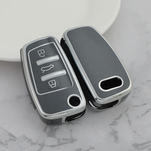 Thông Minh Key Fob trường hợp, TPU chìa khóa xe Bìa chủ phù hợp với Audi A3 A4 A6 Q7 S6 TT A4 A6 A8 Quattro 11- Series Bạc cạnh đầy đủ Bìa - Product Image 4