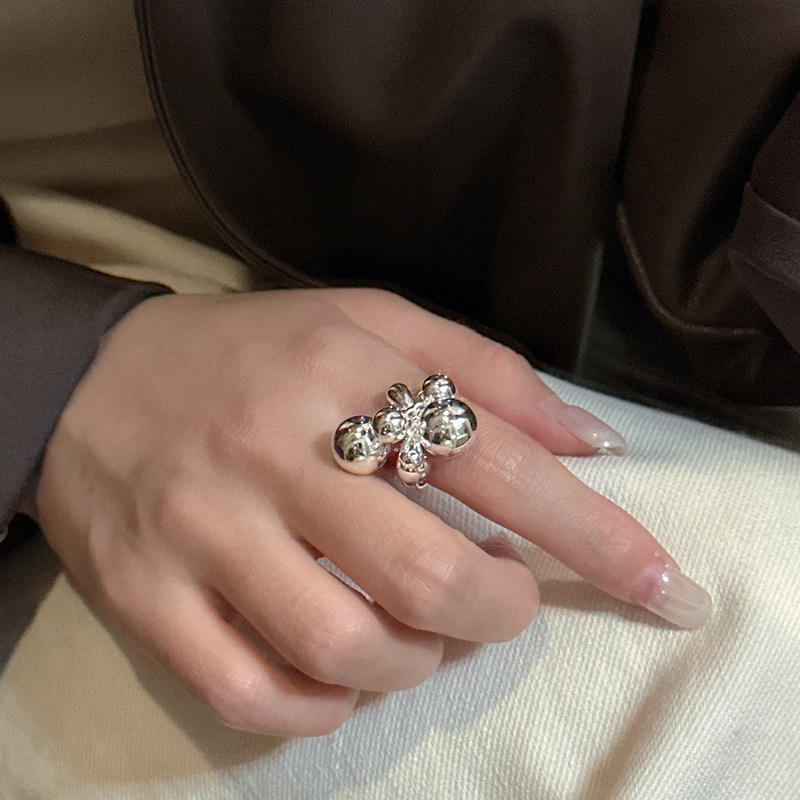 Vintage Handmade Round Big Small Ball Charm Finger Rings for Women