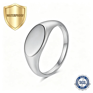Oval Signet <b>Ring</b> Stainless Steel Minimalist Smooth Seal Band for Daily Wear Anniversary Party - Product Image 1