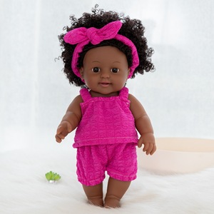 Realistic 30Cm Girl <b>Doll</b> With Afro Explosive Hair Black Skin Soft Vinyl Toy For Birthday Present - Product Image 4