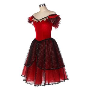 Traje de Ballet <span class=keywords><strong>Don</strong></span> Quijote para Actuación Profesional, Tutú Rojo para Competencia, Vestido de Ballet para Adultos, Seda/Algodón - Product Image 5