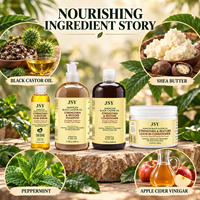 Ensemble de soins capillaires à l'huile de ricin noire jamaïcaine en marque propre avec shampoing, après-shampoing, crème sans rinçage et sérum pour cheveux secs et texturés