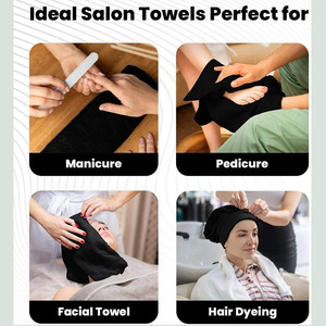 Toallas Personalizadas con Logotipo, al por Mayor, Negras, de Algodón Puro, Resistentes a la Decoloración y a las Manchas, para Peluquería y Salón de Belleza - Product Image 3