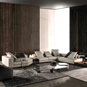 Villa de lujo italiano sofá de respaldo alto salón modular conjunto de sofá muebles de sala de estar de lujo moderno