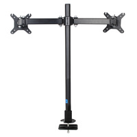 Support de bureau double écran noir, charge lourde 8 kg, inclinaison à 45 degrés, rotation à 360°, VESA 75x75 100x100, pour deux moniteurs de 14 à 24 pouces