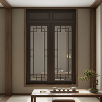 Fenêtre en alliage d'aluminium à vitrage Low-E, style chinois ancien de luxe, à économie d'énergie, motif classique typique pour chambre à coucher, certifiée Energy Star