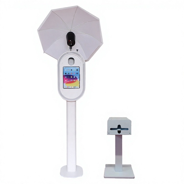 Portable Oval Metal Selfie Photo Booth Kiosk DSLR Camera iPad Interactive Photo Booth With Instant Printer and Stand