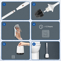 Brosse électrique pour cuvette de toilette Brosse en silicone automatique électrique Uv pour toilette Ensemble de support pour salle de bain