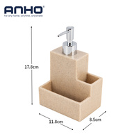 Distributeur de savon à vaisselle en polyrésine finition grès avec pompe, bouteille rechargeable pour évier de cuisine, pompe manuelle