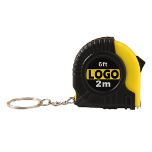 شريط قياس صغير بشعار مخصص بحجم الجيب 6 أقدام مع سلسلة مفاتيح - بالبوصة والسنتيمتر - شريط قياس قابل للسحب 2 متر - Product Image 4