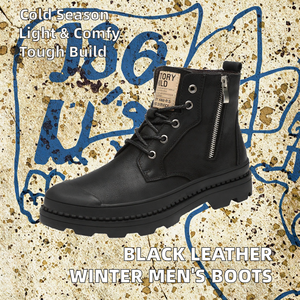 Botas Clásicas de Invierno para Hombre, de Cuero Vacuno Genuino Negro, Cómodas para Otoño y Verano - Product Image 2