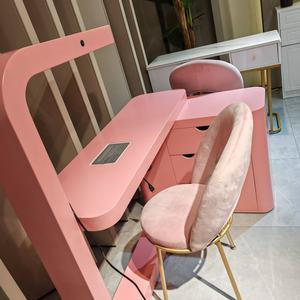 Modern Luxury Nail Table with LED Light Wood Manicure Station & Dust Collector for Salon Workshop & Dining Use - Product Image 2