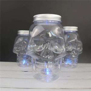 Bán buôn Halloween Cá tính sáng tạo rõ ràng Skull head Glass đồ uống Jar 350ml 500ml với vít cap - Product Image 4