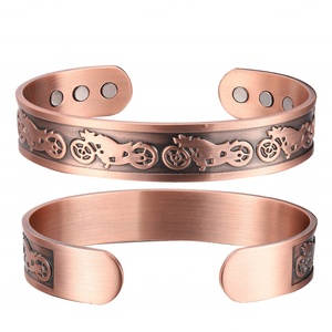 Junhong Jewelry Motorcycle Men's Custom Bangle Pure <b>Copper</b> <b>Bracelet</b> for Arthritis Pain Relief Fashionable - Product Image 2