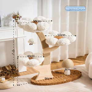 Lussuosa Casetta per Gatti in Legno Naturale Massiccio, Albero Arrampicabile e Tiragraffi per Interni, Nido per Decorazioni Natalizie - Product Image 1