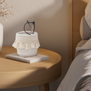 Juego de Cestas Pequeñas de Cuerda de Algodón Tejida, Organizador de Maquillaje Bohemio con Flecos, Contenedor de Almacenamiento para Artículos Pequeños, Decoración para Mesa de Vanidad - Product Image 4