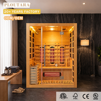 Sauna Híbrida Interior PLOUTARA con Paneles de Calefacción Infrarrojos, Calentador de Piedra, Puerta de Vidrio e Iluminación LED para Proyectos OEM ODM