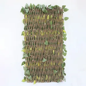 China supply artificial plastic leaves outdoor artificial green fence folding fence for garden decoration