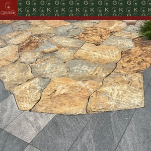 GOLDKING Pietra per <span class=keywords><strong>Pavimentazione</strong></span> in Arenaria a Faccia Irregolare per Terrazze Zen, Beige Grigio Miele, Misure Personalizzate - Product Image 2