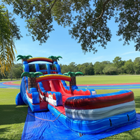 Toboggan aquatique gonflable commercial 18FT 20FT à double piste avec piscine pour fêtes d'enfants, en PVC, garantie 3 ans, capacité 500 personnes