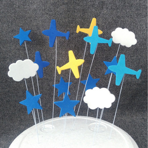 Foam Cake Toppers Airplanes Clouds Stars Birthday Decorations Handmade Die Cut Round Shape - Product Image 1