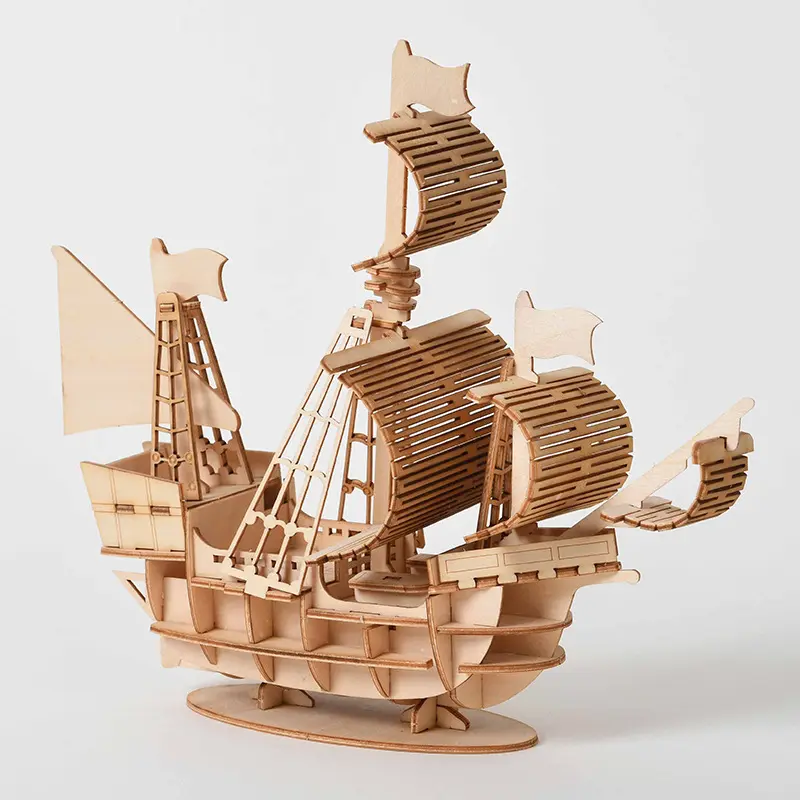 Creativo 3D tridimensional rompecabezas velero DIY modelo de montaje de madera rompecabezas de madera adornos juguetes educativos para niños