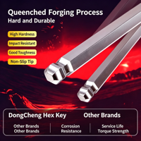 Set Kunci Hex DongCheng Lengan Panjang, Obeng Torx Tunggal, Kunci Hex Sudut Universal, Peralatan Tangan untuk DIY
