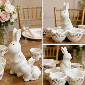 Juego de Bandejas de Porcelana Blanca con Diseño de Conejo de Pascua <span class=keywords><strong>para</strong></span> Servir Comida, Decoración <span class=keywords><strong>para</strong></span> Mesa de Boda, Almacenamiento de Huevos, Artículos de Catering LovingHome - Product Image 4
