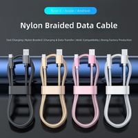 Kabel Data Pengisian Cepat 5V 2A USB-A ke Type-C dengan Anyaman Nilon untuk Ponsel Android iPhone Laptop Aksesoris Ponsel
