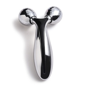 Rodillo de Masaje Facial de Diseño Único Promocional, Masajeador Anticelulítico con Cuerpo Plateado - Product Image 1