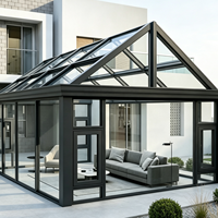 Véranda en aluminium et verre rétractable moderne pour l'extérieur, 4 saisons, double vitrage trempé, réduction du bruit, pour jardin résidentiel