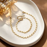 Ensemble Cadeau Chic Collier et Bracelet Polyvalent en Acier Inoxydable avec Chaîne Simple à Maillons Ovales Réglables Effet Clair de Lune Bijoux Minimalistes TGXL14563